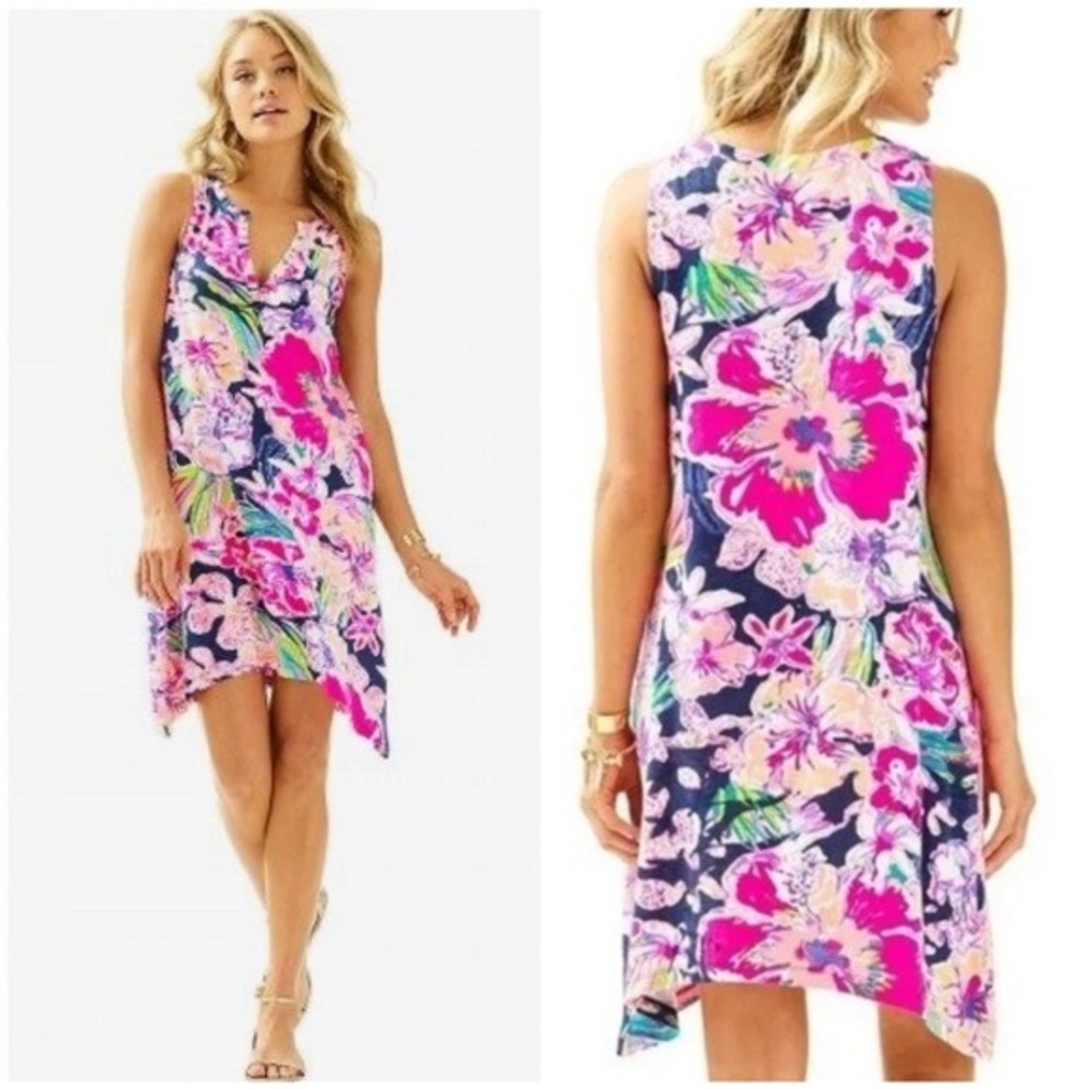 Lilly Pulitzer Tipping Point Havannah Swing Dress XS Cotton Pink Flowers